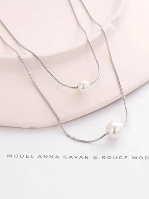 Pure 925 silver double force pearl pendant for women 3