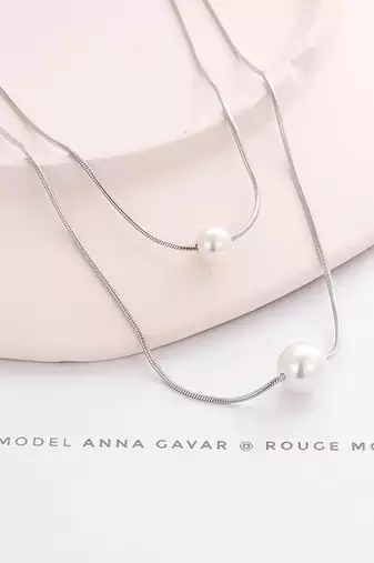 Pure 925 silver double force pearl pendant for women