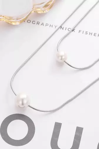 Pure 925 silver double force pearl pendant for women