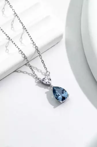Pure 925 silver heart with drop pendant for women
