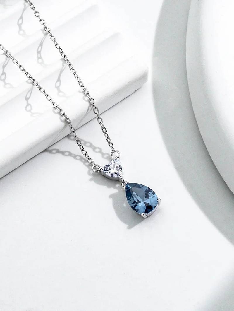 Pure 925 silver heart with drop pendant for women