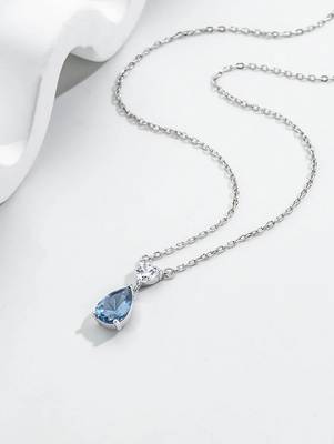 Pure 925 silver heart with drop pendant for women 2