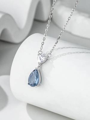 Pure 925 silver heart with drop pendant for women 3