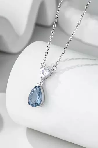Pure 925 silver heart with drop pendant for women