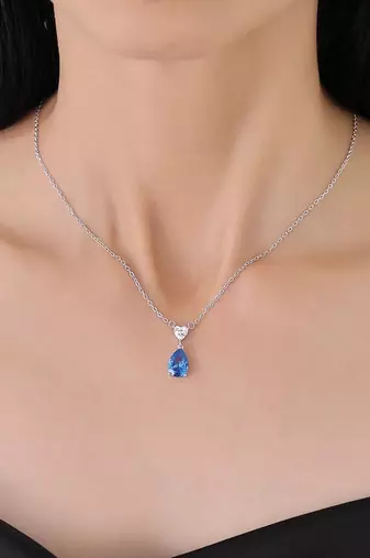 Pure 925 silver heart with drop pendant for women