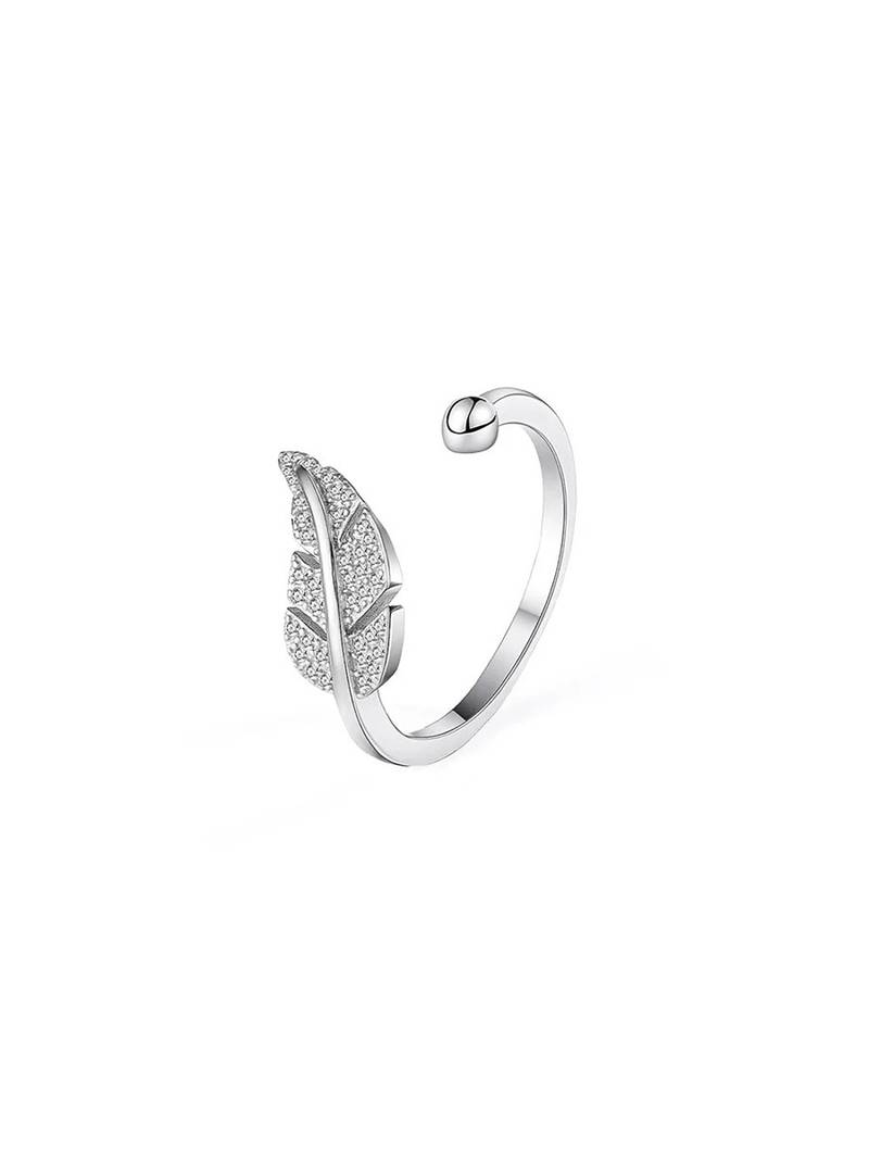 Pure 925 silver feather grace ring for women