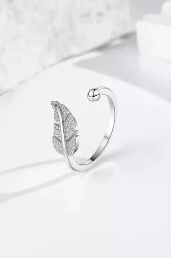 Pure 925 silver feather grace ring for women