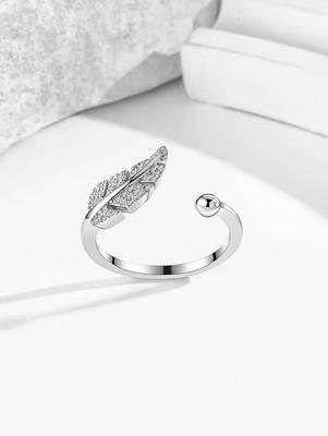 Pure 925 silver feather grace ring for women 5