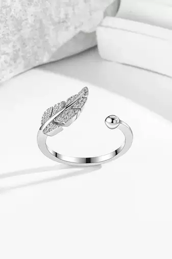 Pure 925 silver feather grace ring for women
