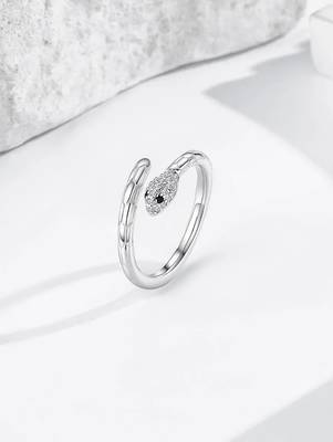 Pure 925 silver mystic serpent open ring for women 2