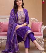 women ethnic motifs regular kurta with trousers & with dupatta