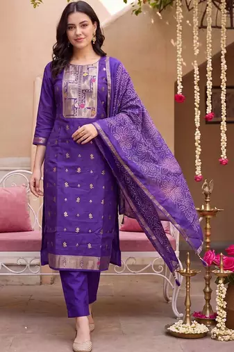 women ethnic motifs regular kurta with trousers & with dupatta