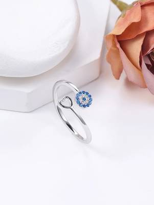 Pure 925 silver blue circle ring for women 1