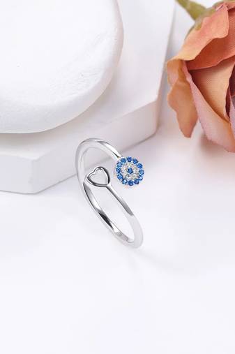 Pure 925 silver blue circle ring for women