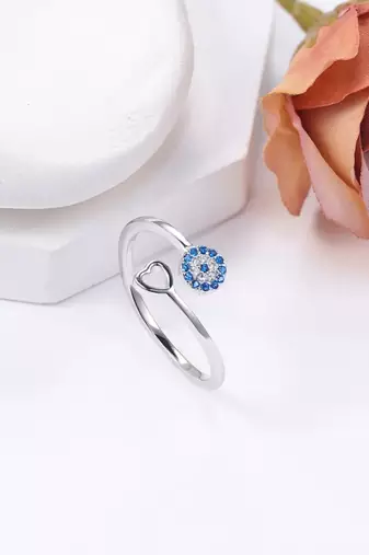 Pure 925 silver blue circle ring for women