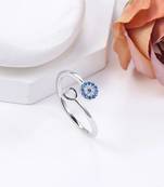 Pure 925 silver blue circle ring for women