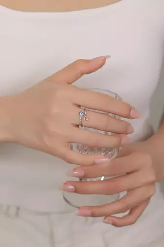 Pure 925 silver blue circle ring for women