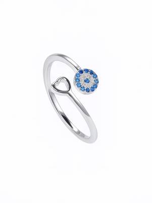 Pure 925 silver blue circle ring for women 3
