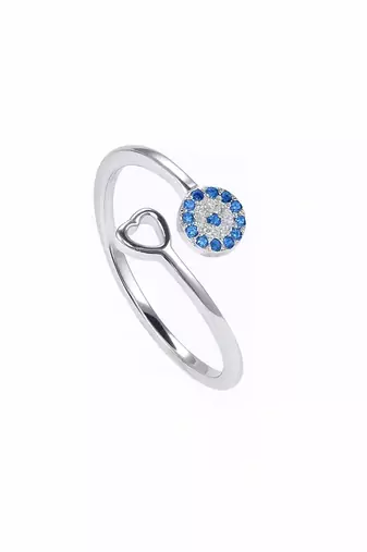 Pure 925 silver blue circle ring for women