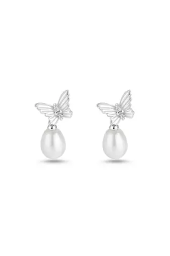 Pure 925 silver pearl wing serenade earrings for women