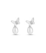 Pure 925 silver pearl wing serenade earrings for women