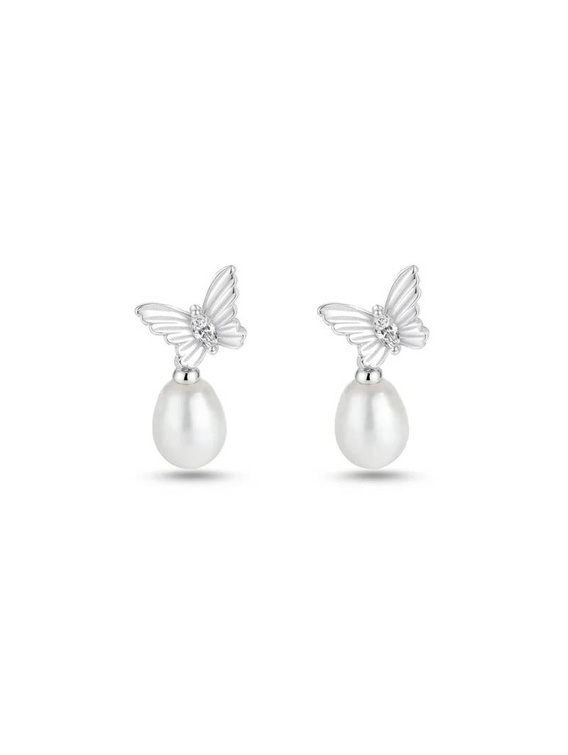 Pure 925 silver pearl wing serenade earrings for women