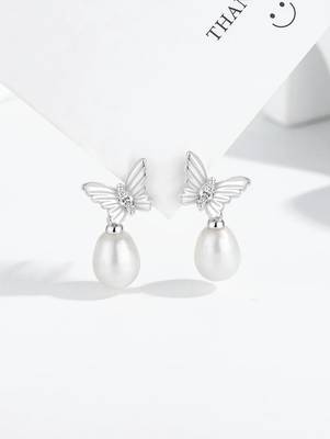 Pure 925 silver pearl wing serenade earrings for women 2