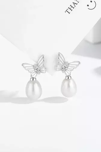 Pure 925 silver pearl wing serenade earrings for women
