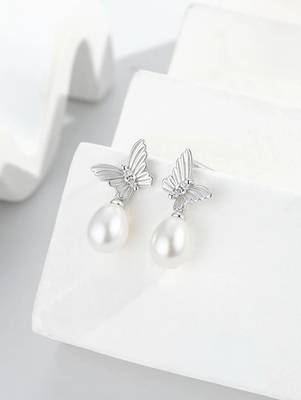 Pure 925 silver pearl wing serenade earrings for women 3