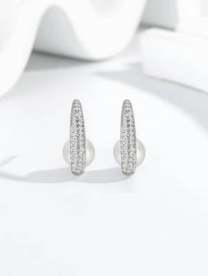 Pure 925 silver pearl crescent glow earrings for women 1
