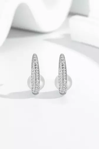 Pure 925 silver pearl crescent glow earrings for women