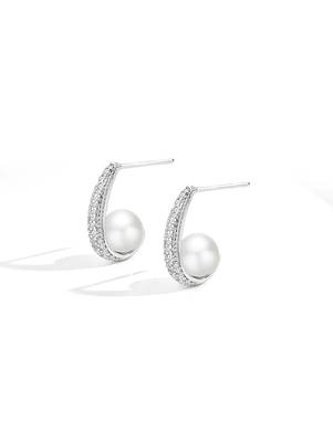 Pure 925 silver pearl crescent glow earrings for women 3