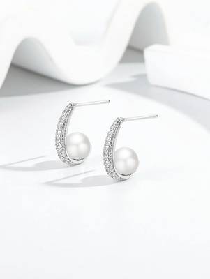Pure 925 silver pearl crescent glow earrings for women 4