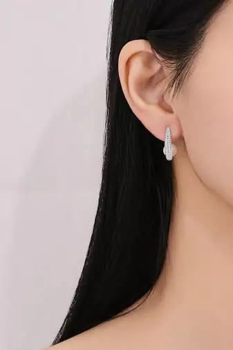 Pure 925 silver pearl crescent glow earrings for women