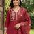 women ethnic motifs embroidered regular thread work kurta with trousers & with dupatta