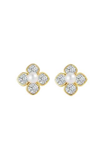 Pure 925 silver pearl blossom sparkle earrings for women
