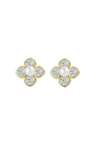 Pure 925 silver pearl blossom sparkle earrings for women