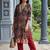 women ethnic motifs printed regular cotton kurta with trousers