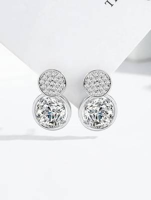 Pure 925 silver double dazzle drops earrings for women 1