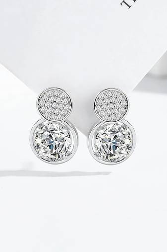 Pure 925 silver double dazzle drops earrings for women