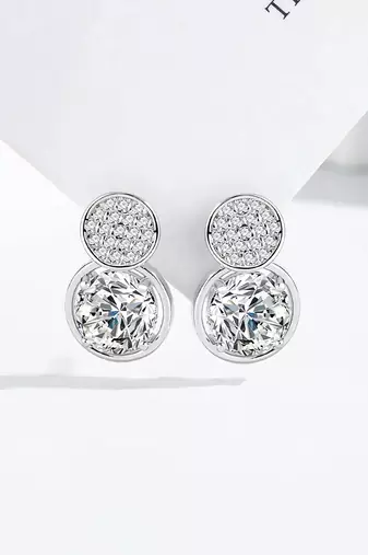 Pure 925 silver double dazzle drops earrings for women