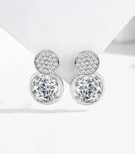 Pure 925 silver double dazzle drops earrings for women