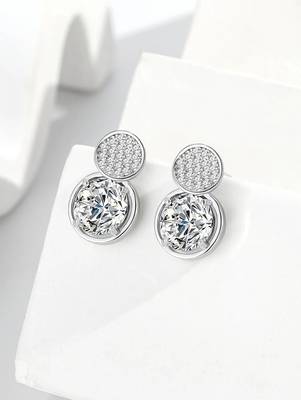 Pure 925 silver double dazzle drops earrings for women 2