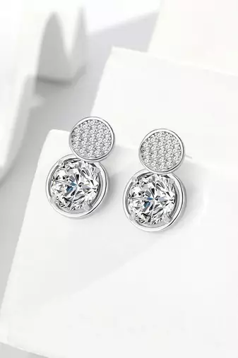 Pure 925 silver double dazzle drops earrings for women