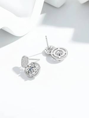 Pure 925 silver double dazzle drops earrings for women 3