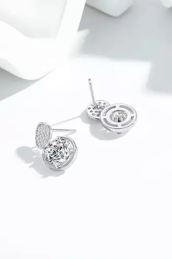 Pure 925 silver double dazzle drops earrings for women