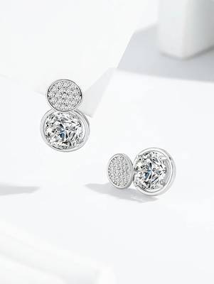 Pure 925 silver double dazzle drops earrings for women 4
