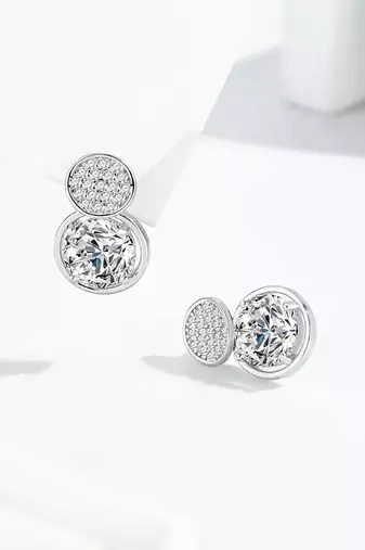 Pure 925 silver double dazzle drops earrings for women