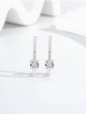 Pure 925 silver nova solitaire hoop earrings for women 1