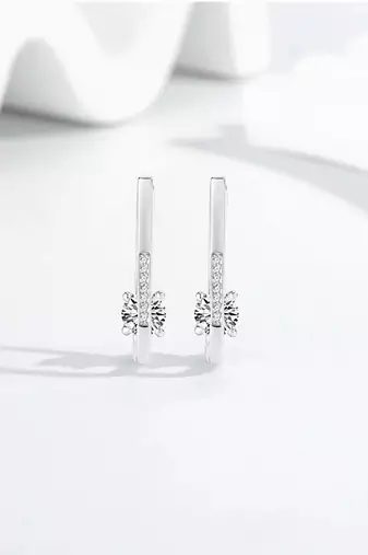 Pure 925 silver nova solitaire hoop earrings for women